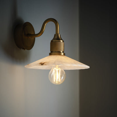 Noho Alabaster Fluted Slope Swan Neck Wall Light - 9 Inch - New In Lighting - Industville Lighting UK