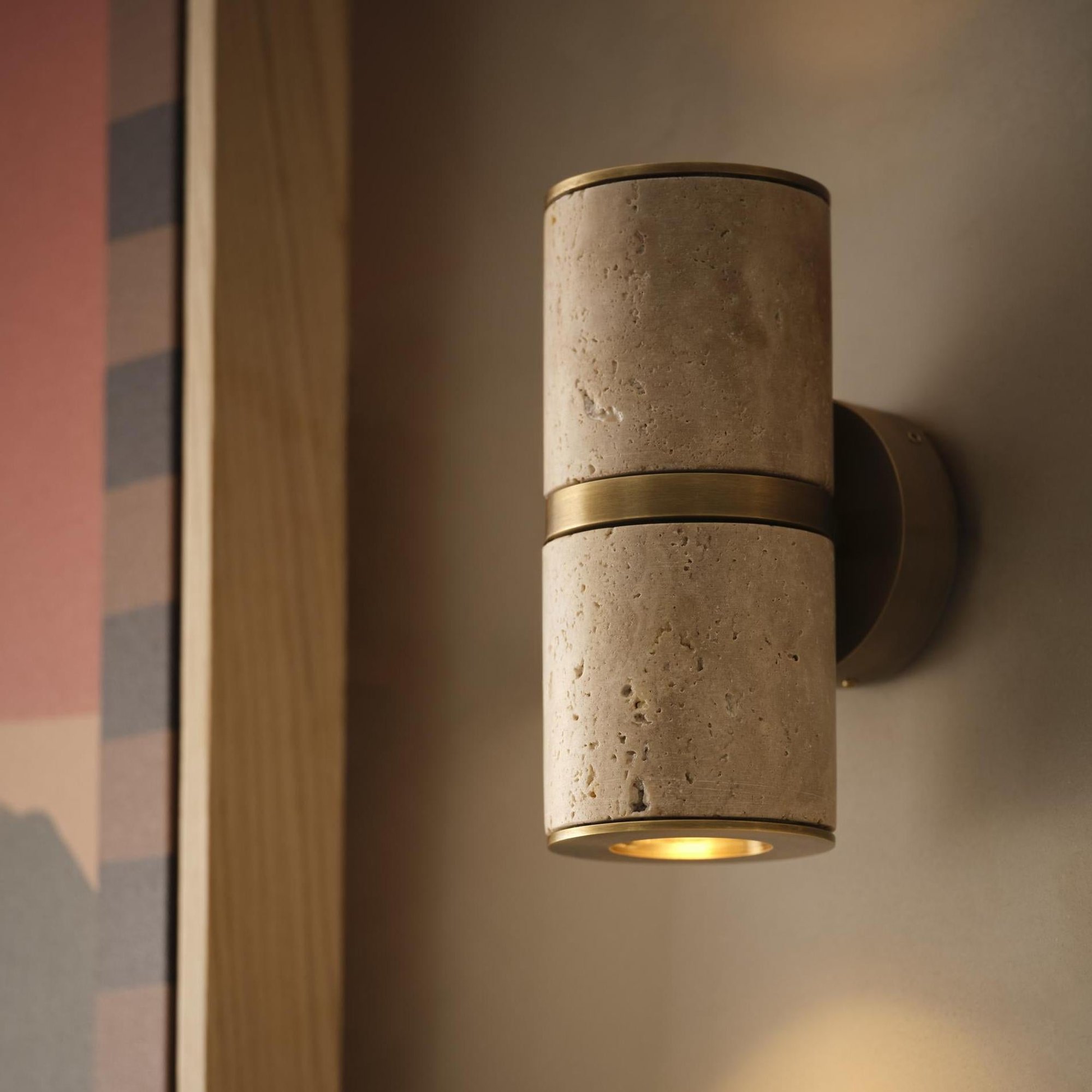 Travertine Outdoor & Bathroom Up Down Spot Light in Brass