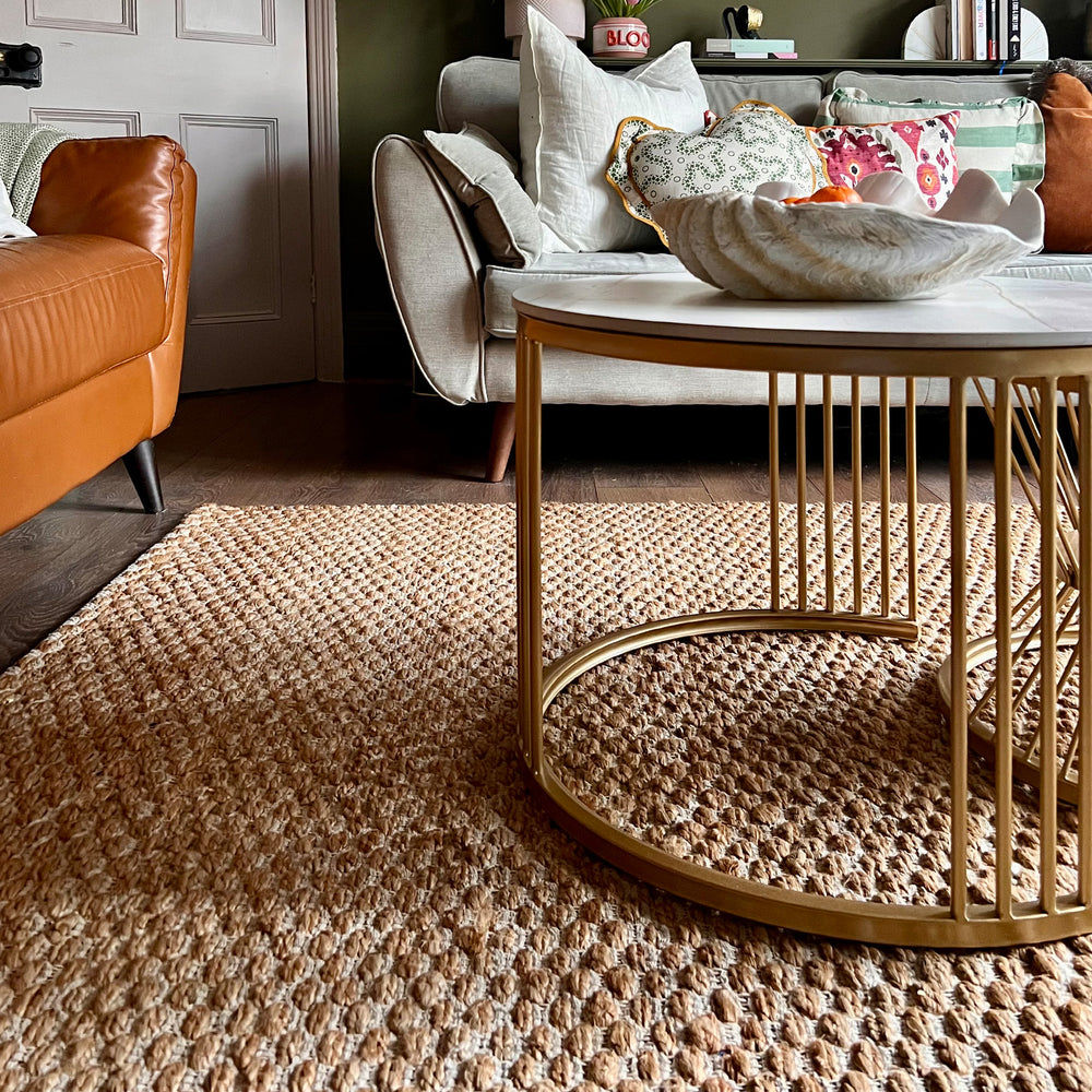 Hale Hand Woven Jute Rug in Natural & Cream with Measurements 200 x 290 cm, Product Code RG-1-HWJ-N-CR-XL