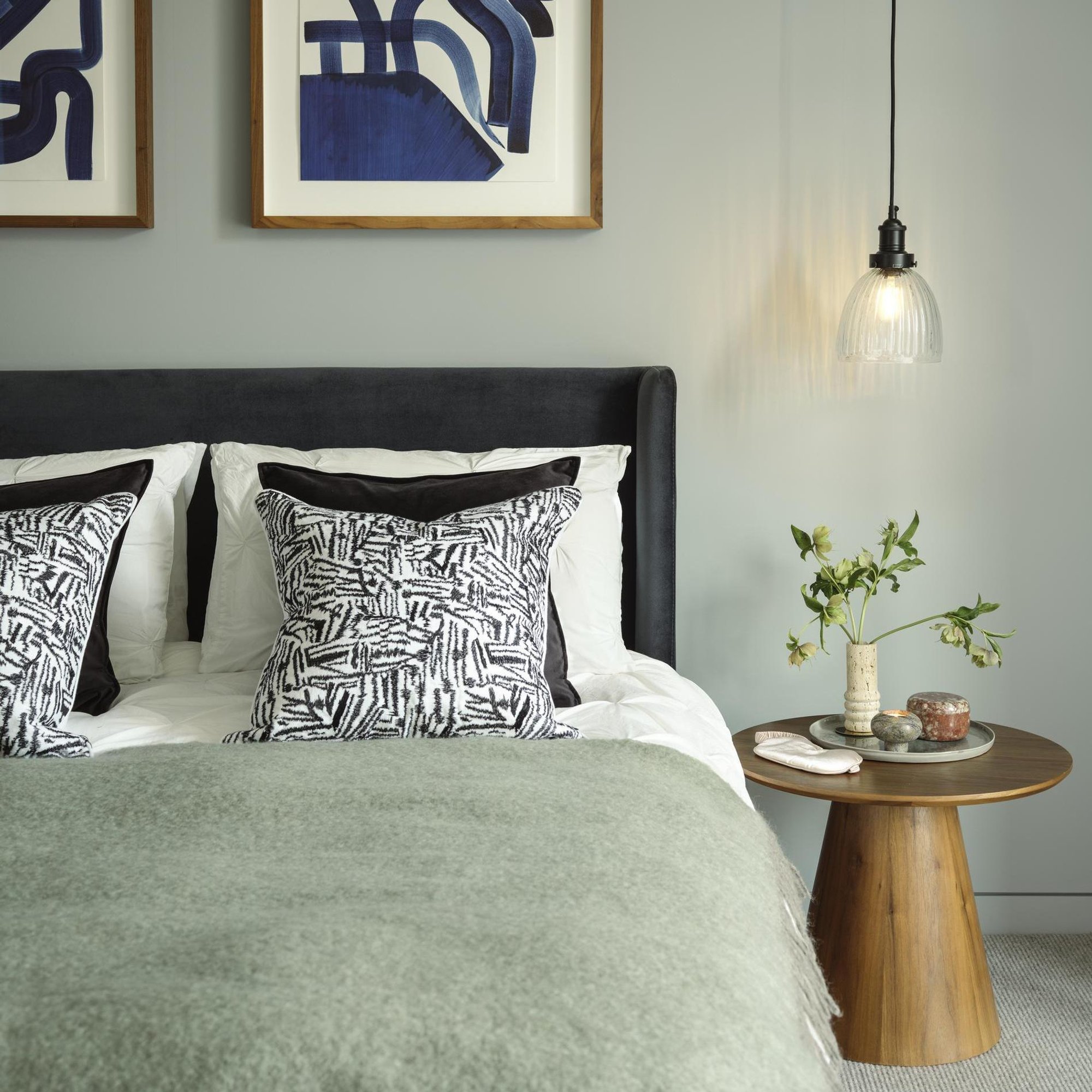 Brooklyn Glass Cone Pendant Light in 7 Inch with Black Holder Industville BR-GLCP7-BKH