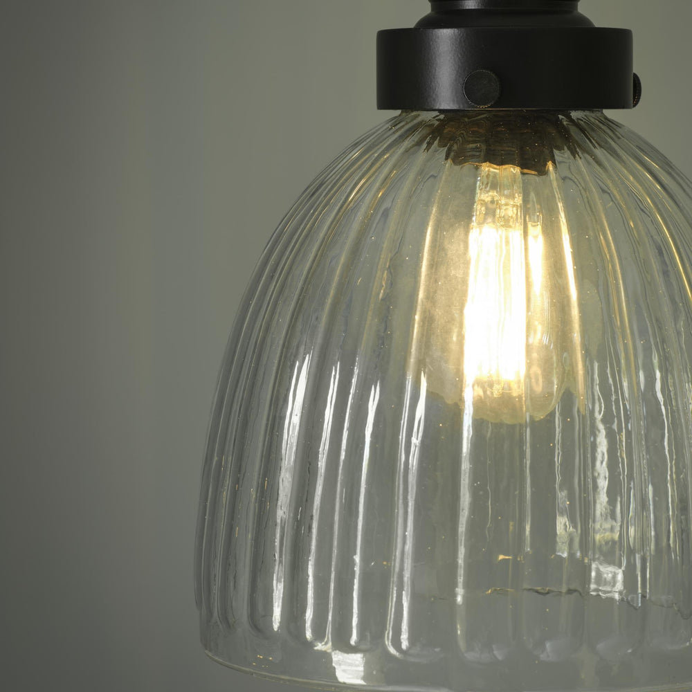Brooklyn Glass Cone Pendant Light in 7 Inch with Black Holder Industville BR-GLCP7-BKH