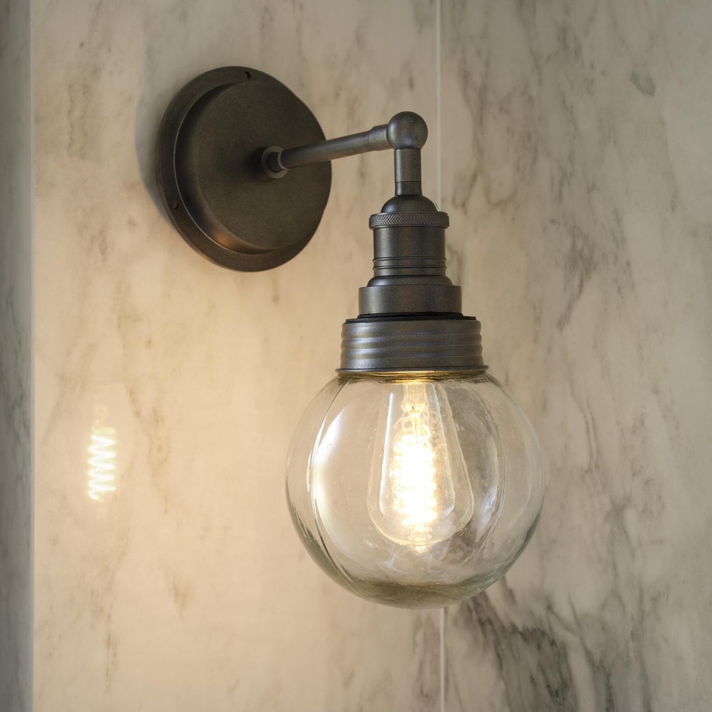 Pewter Holder Pewter Ring Brooklyn Outdoor & Bathroom Globe Wall Light BR-IP65-WL-PH-PR-GLG