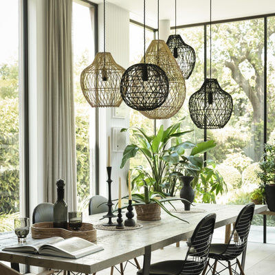 Coastal Rattan Ceiling Pendant Light - 16 inch - Drop