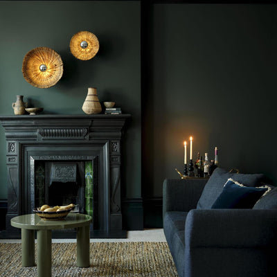 Moonj Natural Grass Round Wall Light - Brown - Diffuser Wall Lights - Industville Lighting UK