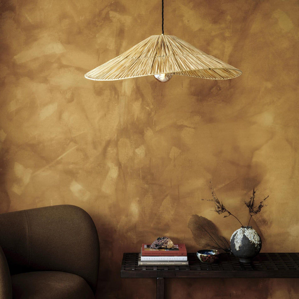 27 InchRaffia Ceiling Pendant Light - Hat - Natural