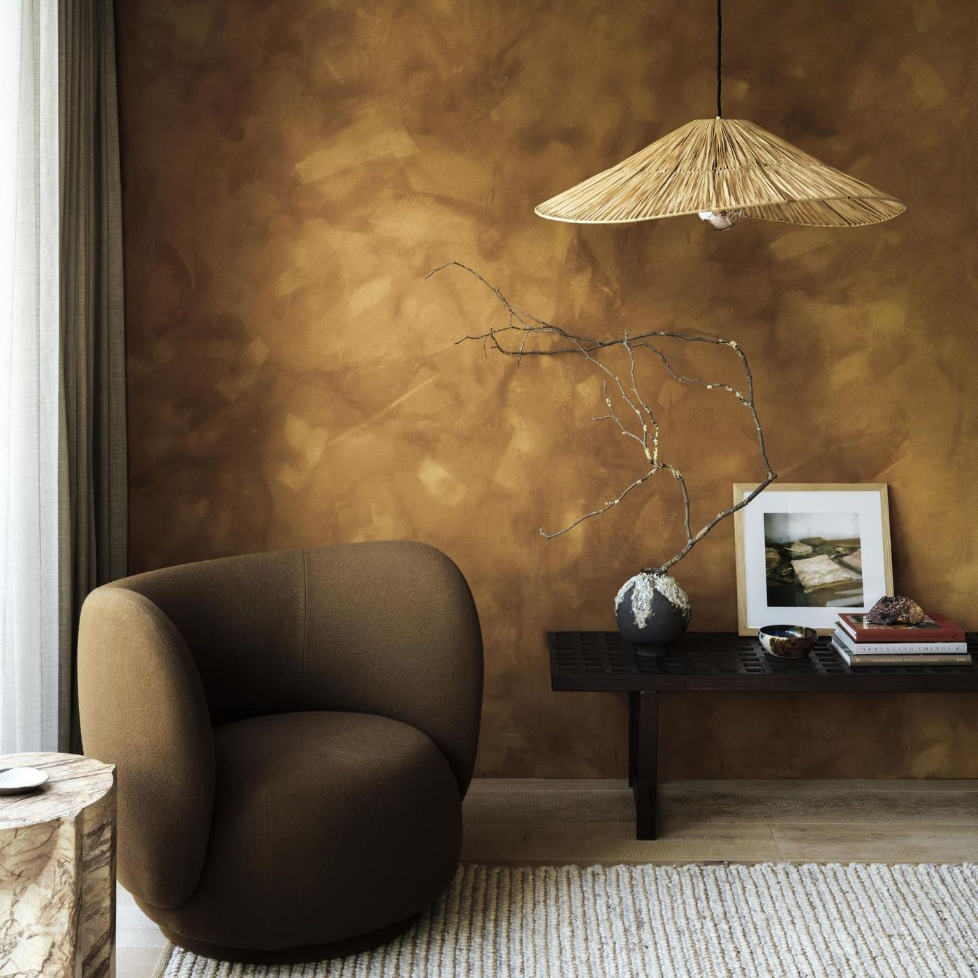 27 InchRaffia Ceiling Pendant Light - Hat - Natural