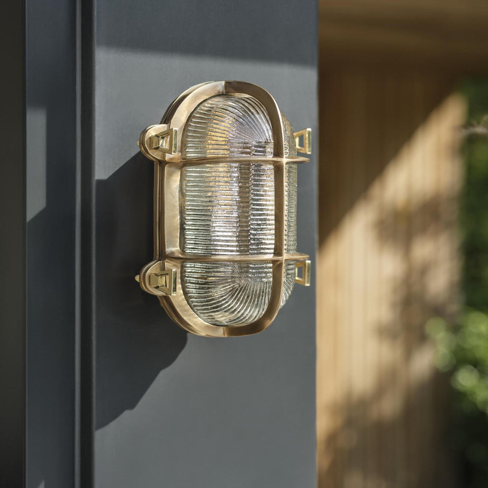 Brass Bulkhead Outdoor & Bathroom Oval Wall Light in 6 Inch, Product code is BK-IP65-OWL6-B-BSW-RB