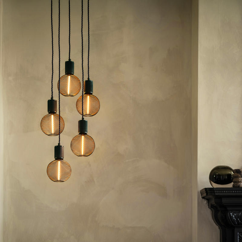 Black 5 Wire Cluster Pendant Industville Lighting Black Holder Knurled KN-E-3WCL-BK