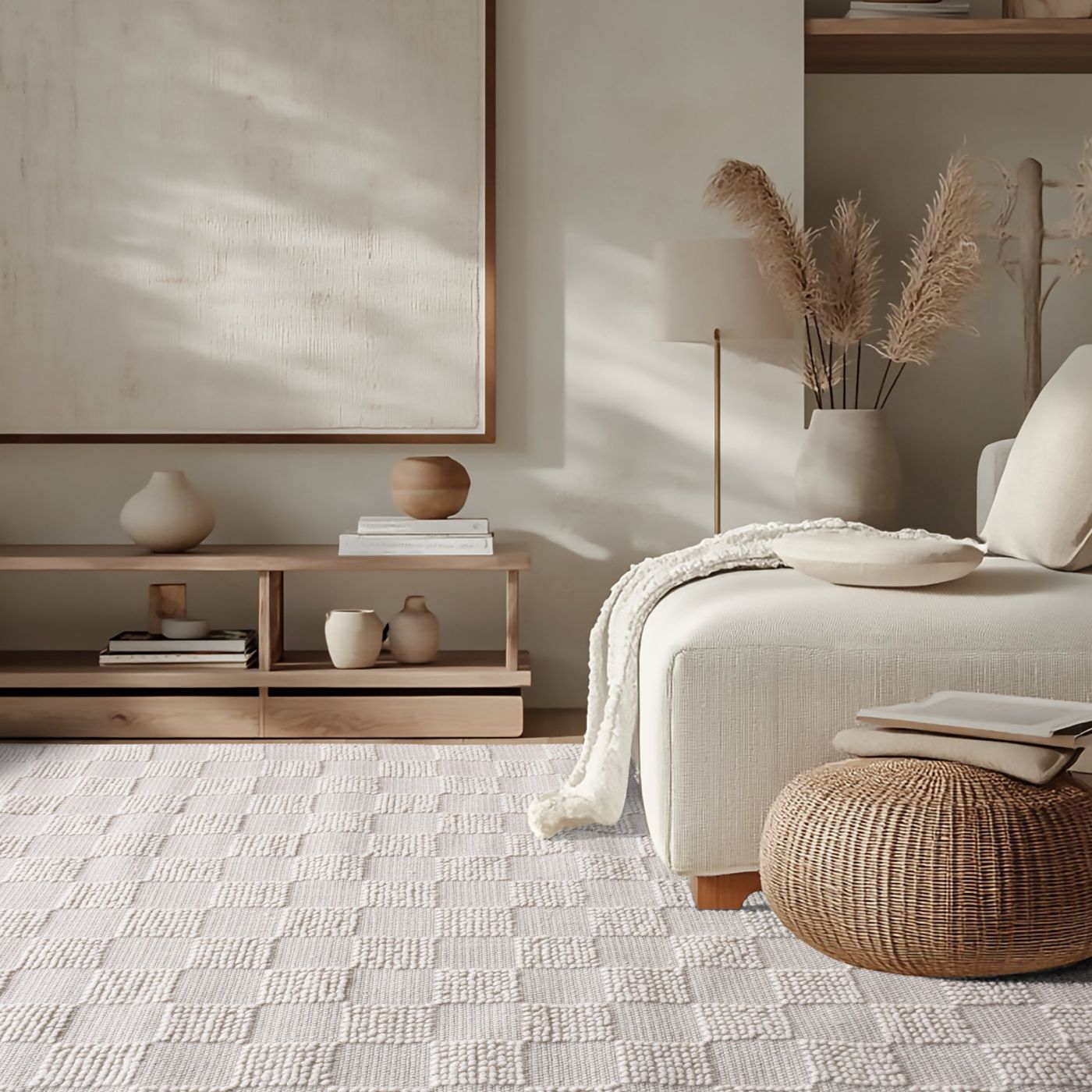 Acle Hand Woven Wool Rug - Ivory