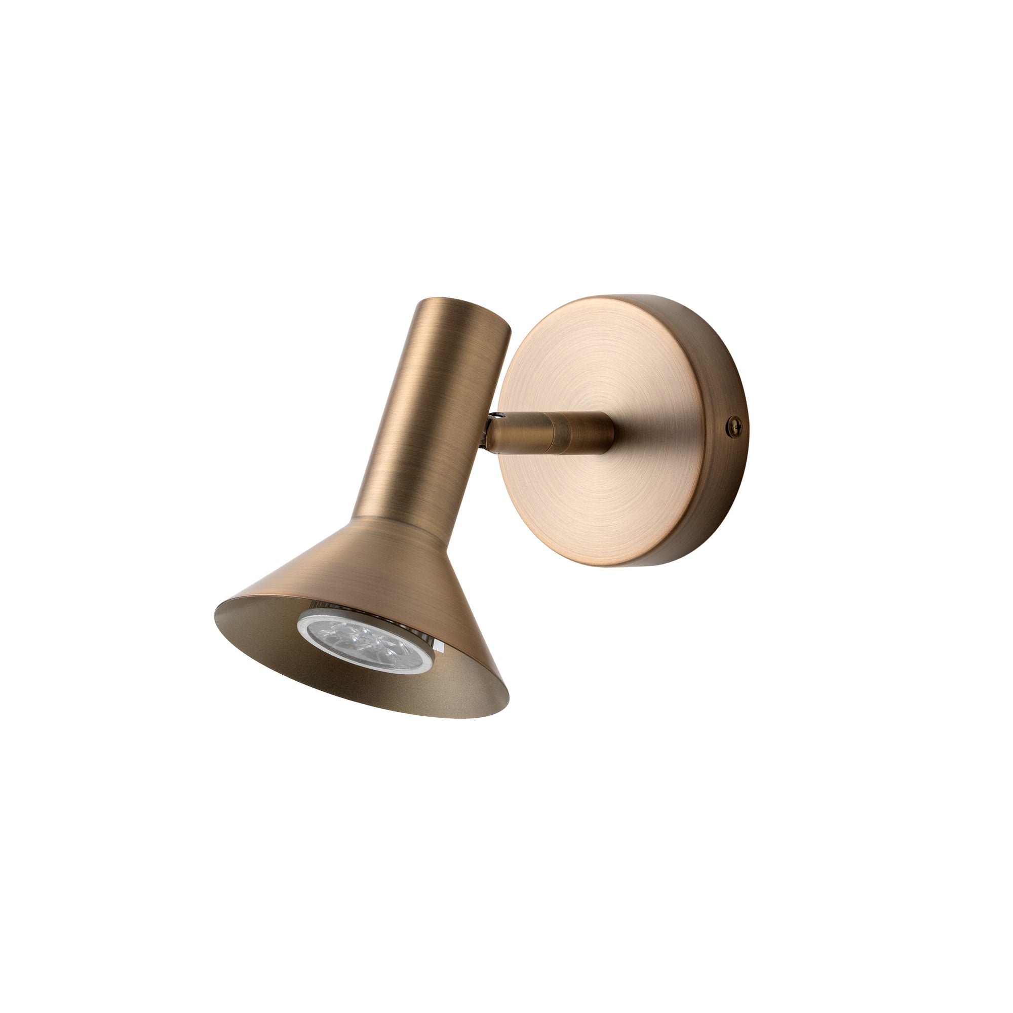 Kemble Spotlight in Brass angled view