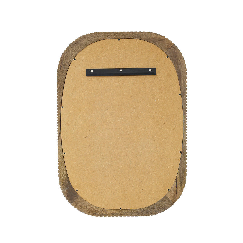 Back of Kingham rectangular wall mirror with natural wooden frame, 22-inch