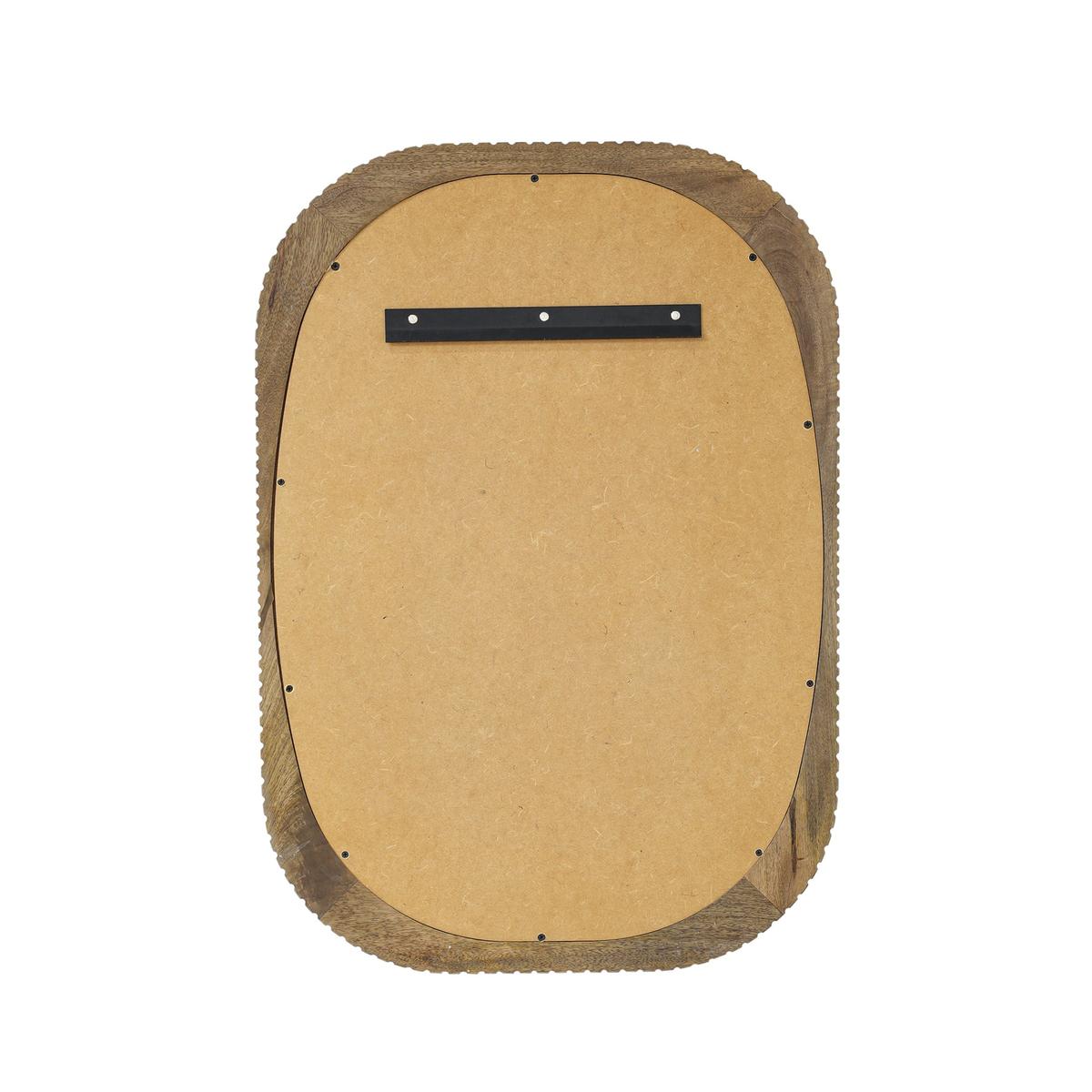 Back of Kingham rectangular wall mirror with natural wooden frame, 22-inch