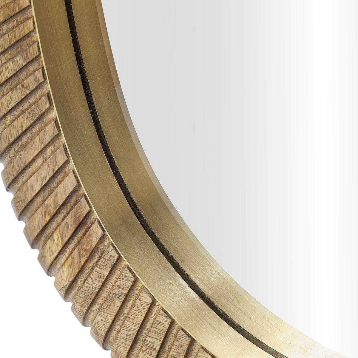 Close up of Kingham rectangular wall mirror with natural wooden frame, 22-inch