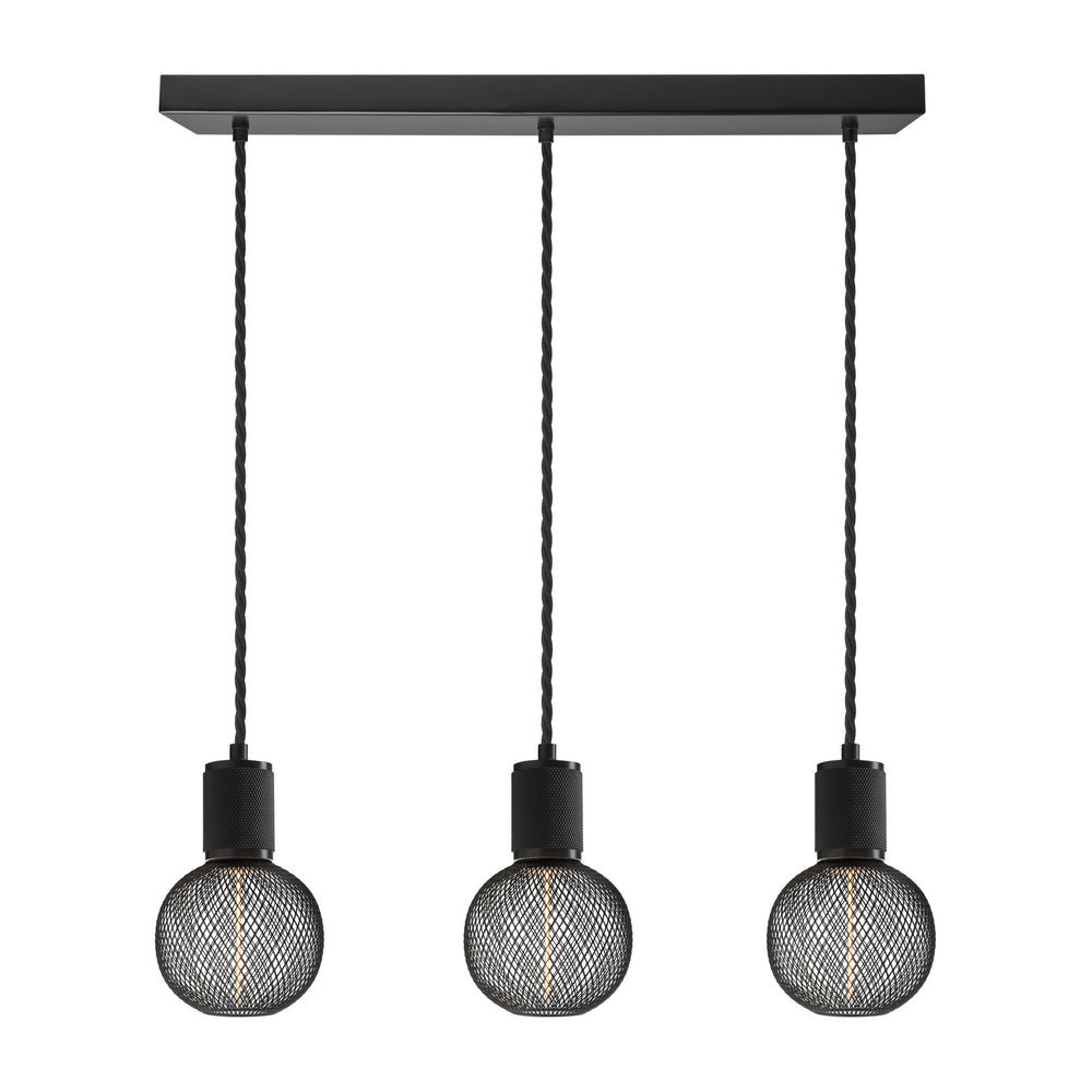 Knurled Edison Cluster Lights in Black -  3 wire