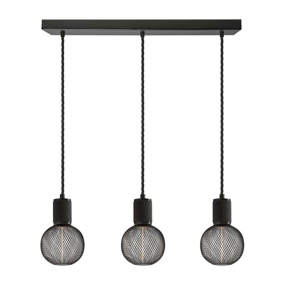 Knurled Edison Cluster Lights - Wire - Black