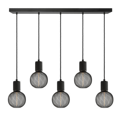 Knurled Edison Cluster Lights - Wire - Black - Knurled & Ribbed Textured Lights - Industville Lighting UK