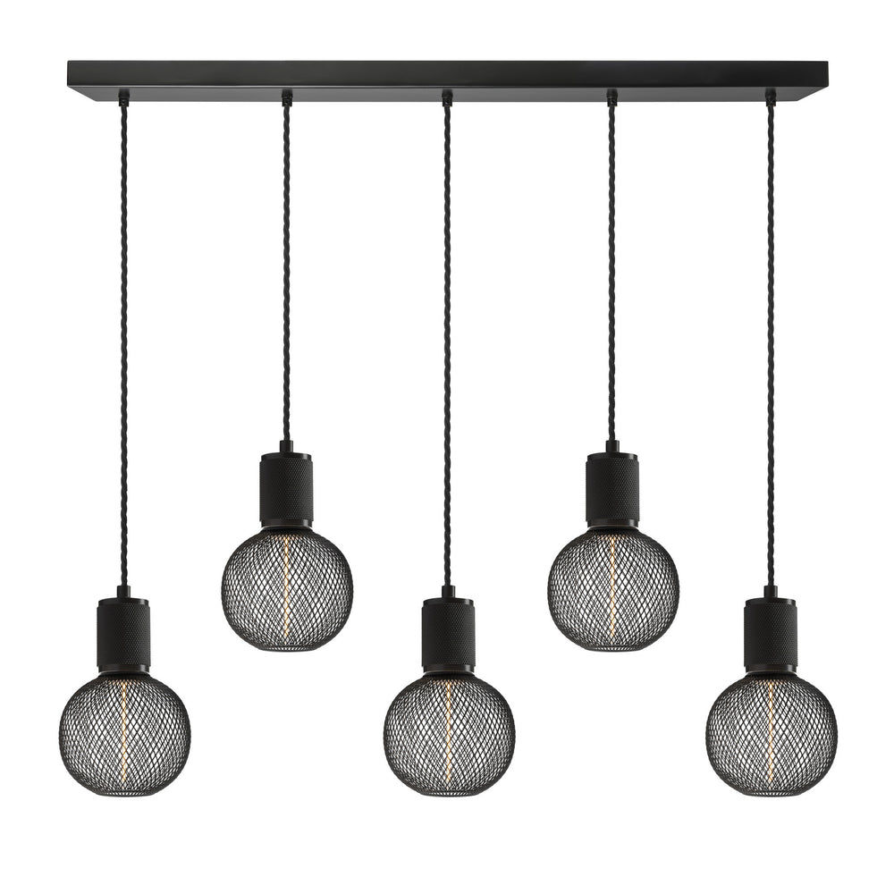 Knurled Edison Cluster Lights - Wire - Black