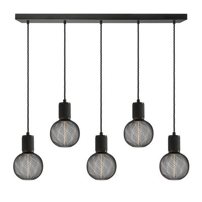 Knurled Edison Cluster Lights - Wire - Black