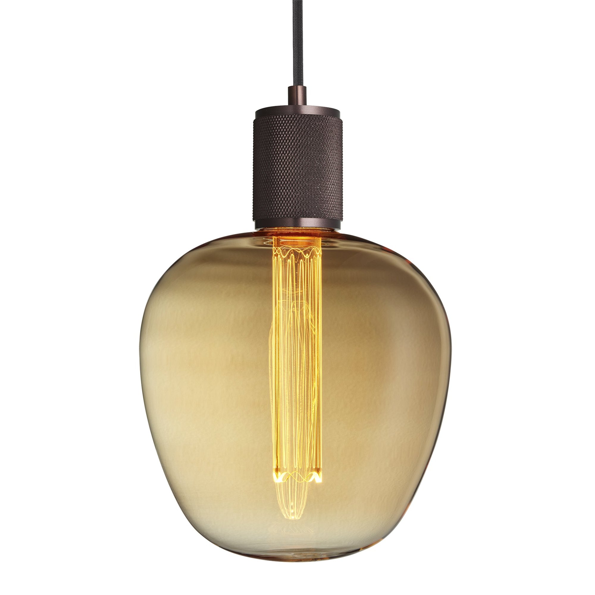Knurled Edison Bronze Large Pendant Light with S190 Amber Bulb