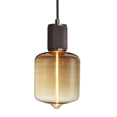 Knurled Edison Bronze Large Pendant Light with T130 Amber Bulb