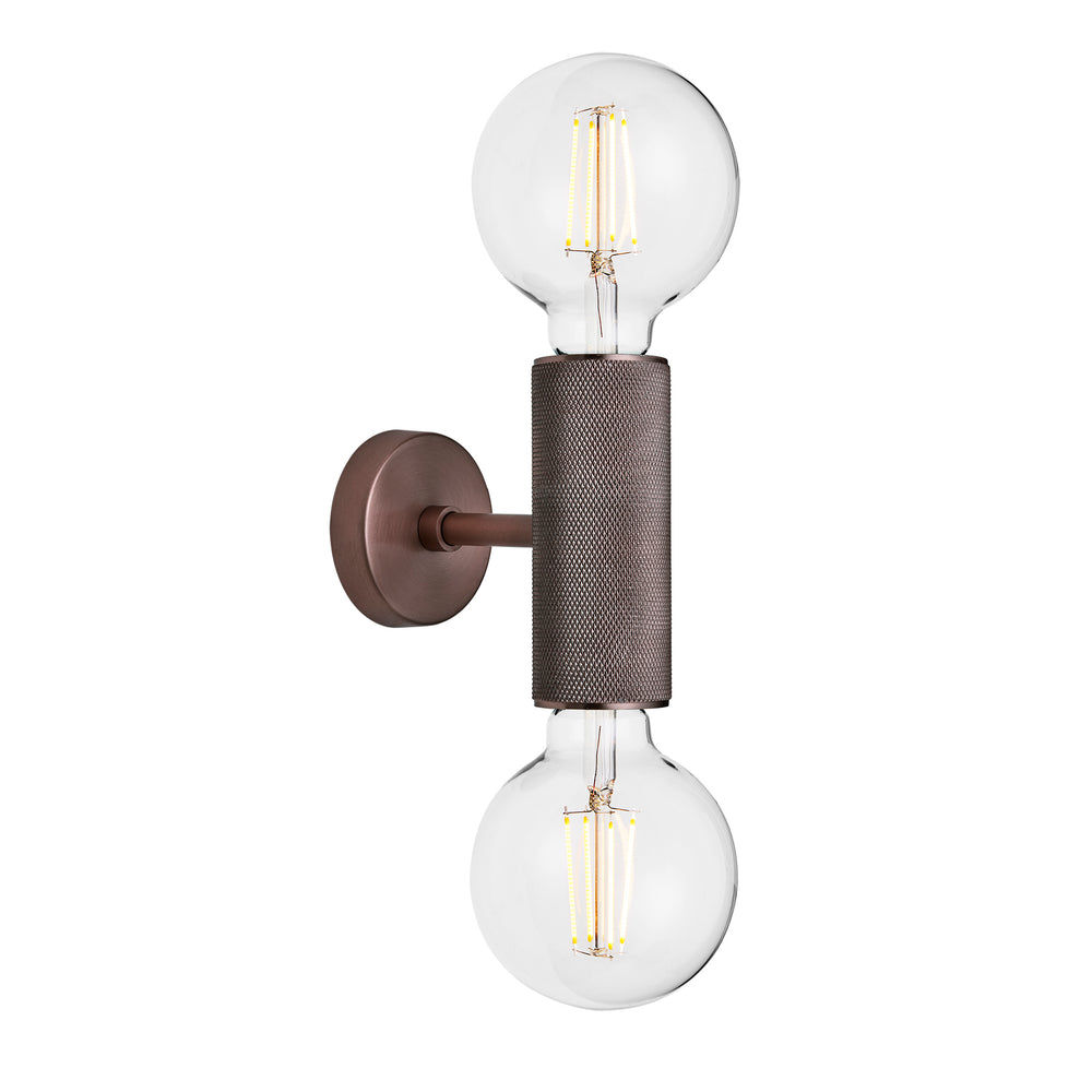 Knurled Edison Double Wall Light, Product code is KN-EDWL-BZ