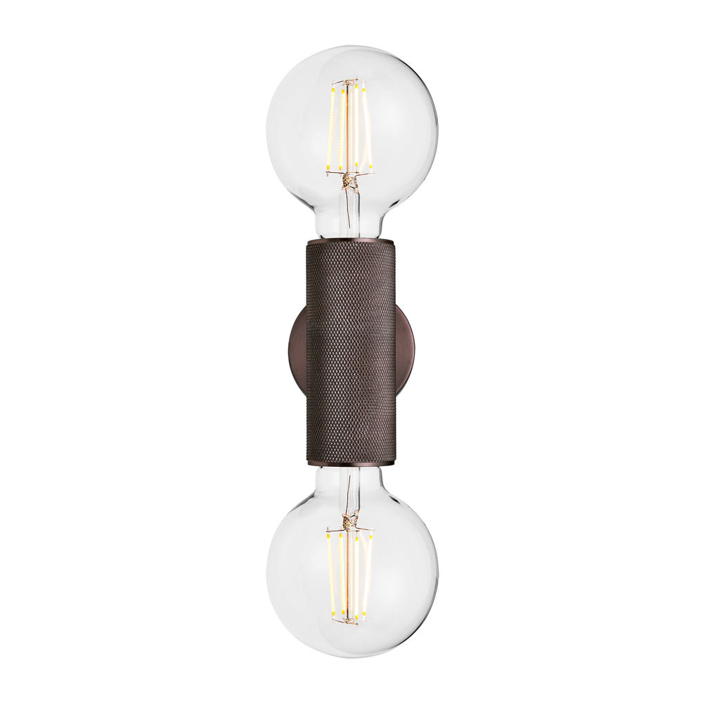 Knurled Edison Double Wall Light, Product code is KN-EDWL-BZ