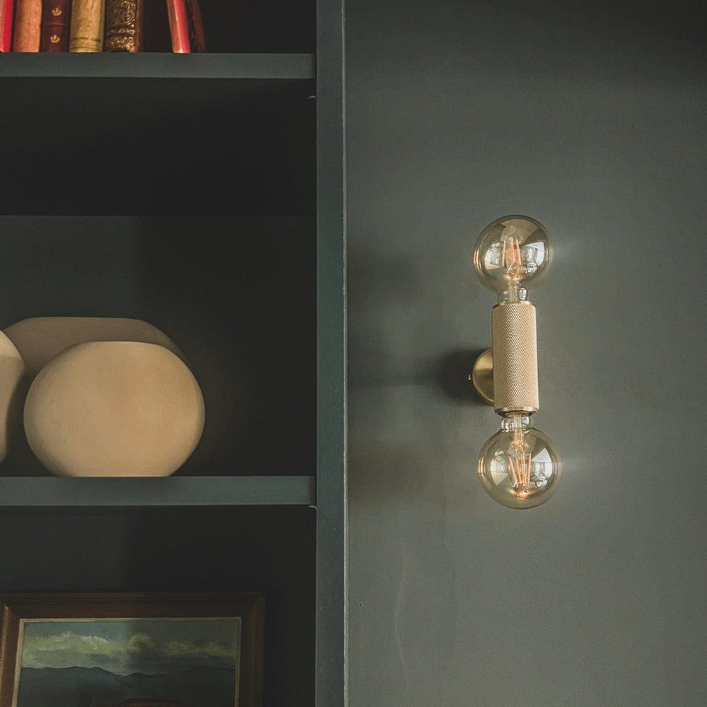 Knurled Edison Double Wall Light - Brass Industville KN-EDWL-B