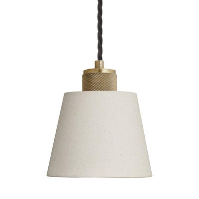 Knurled Empire Pendant in Brass Finish with Light Natural Cotton Shade