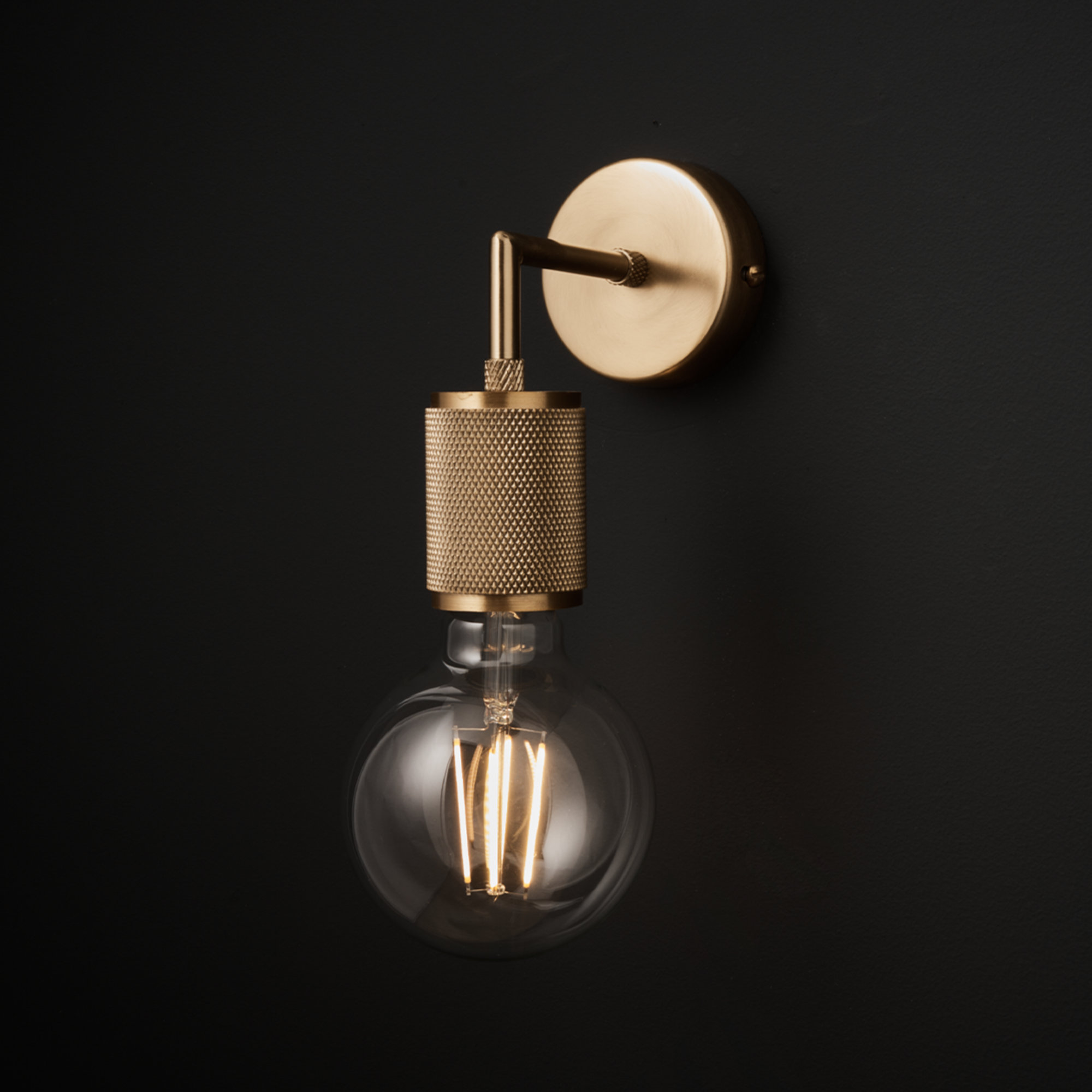 Brass Knurled Edison Wall Light - Industville KN-EWL-B