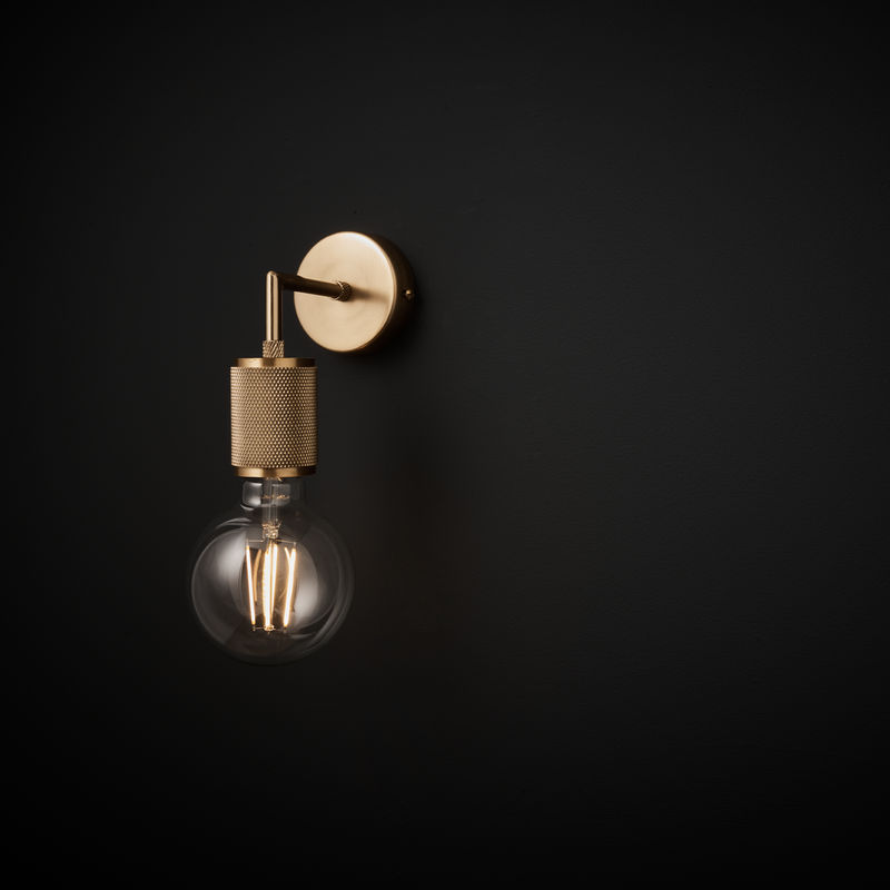 Brass Knurled Edison Wall Light - Industville KN-EWL-B