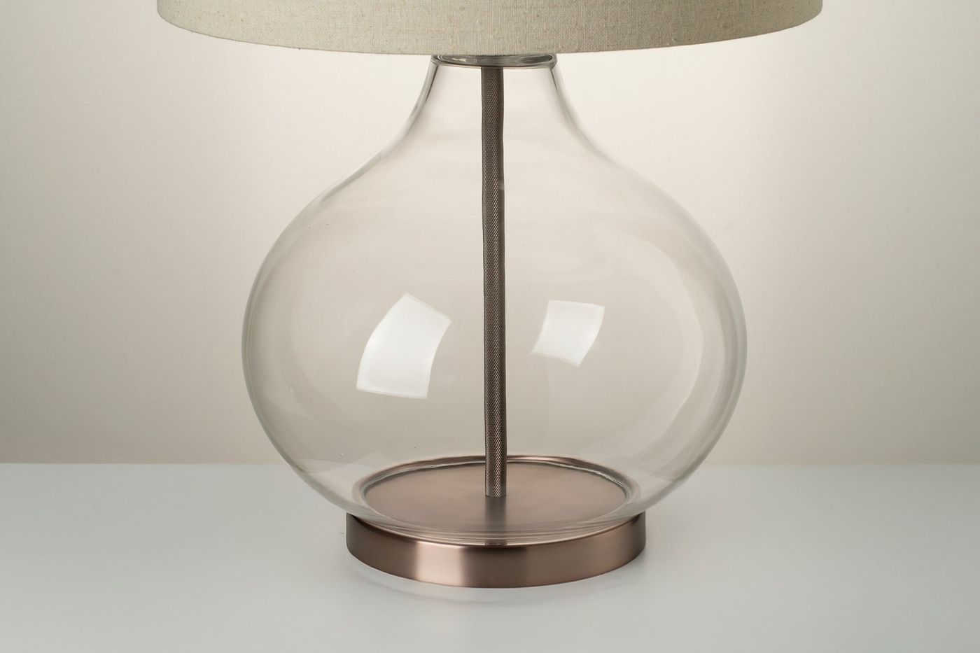 Knurled Glass Drop Table Lamp in Bronze, close up of the base
