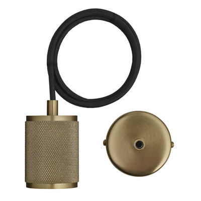 Knurled Large Edison Pendant in Brass