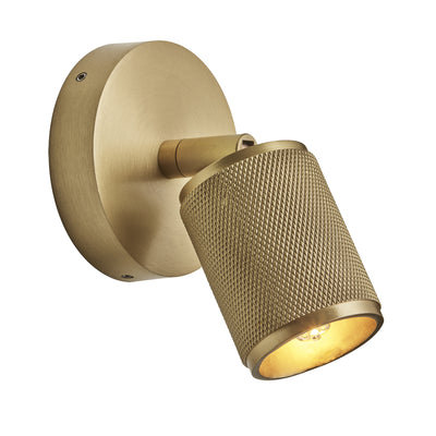 Knurled Spotlight - Single - Brass Finish - Low Ceiling Semi-Flush Mount Lights - Industville Lighting UK