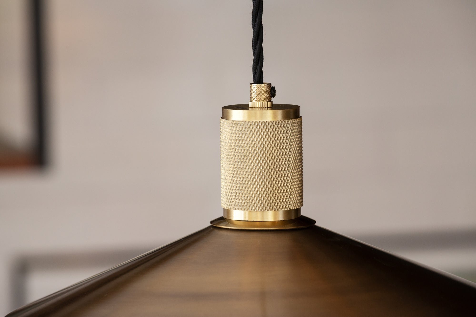 Knurled Slope Pendant Light in Brass Finish with Brass Holder