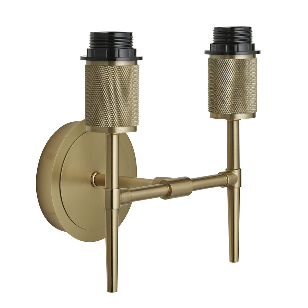 Knurled Torch Double Wall Holder - Brass - Holder Only