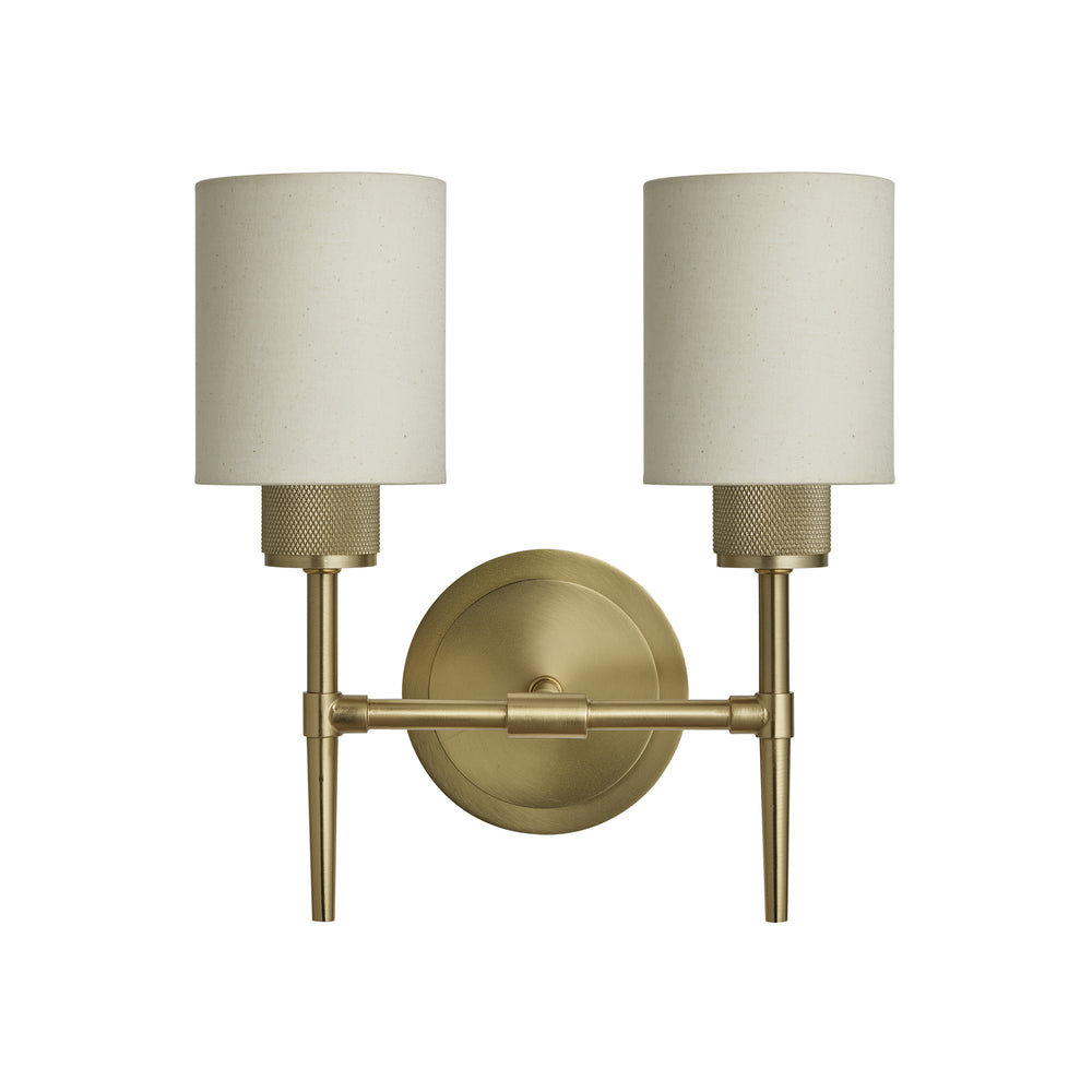 Knurled Cylinder Torch Double Wall Light - Light Natural Cotton with Brass Holder