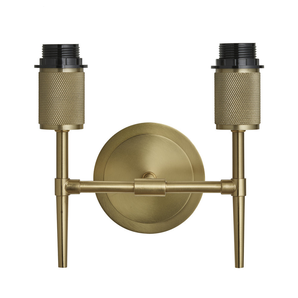 Knurled Empire Torch Double Wall Light Brass Holder