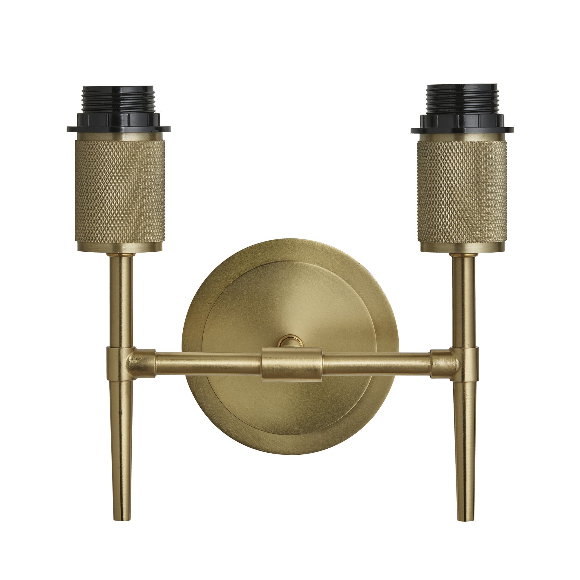 Knurled Empire Torch Double Wall Light Brass Holder