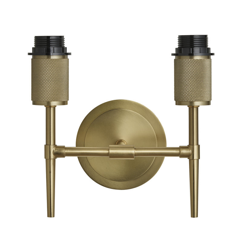 Knurled Torch Double Wall Holder - Brass - Holder Only - Voucher Applicable - Industville Lighting UK