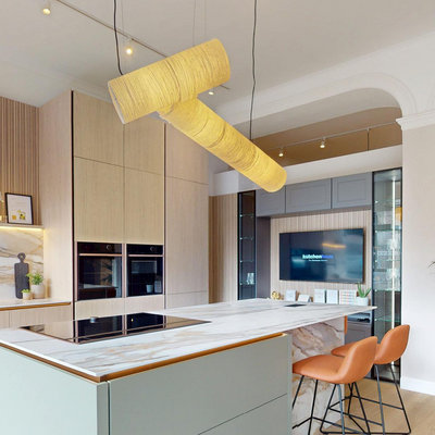 Epping Tube Paper Pendant Light - Ivory - Kitchen Lights - Industville Lighting UK