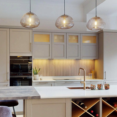 Preston Smoked Glass Mushroom Pendant Light - Mocha - Glass Lighting - Industville Lighting UK