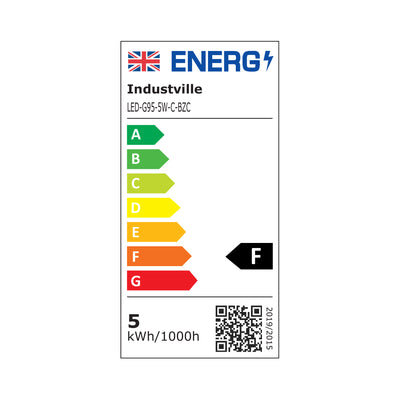 LED Edison Dimmable Bulb - 5W E27 Small Globe G95 - Clear With Bronze Cap - LED Decorative Light Bulbs - Industville Lighting UK