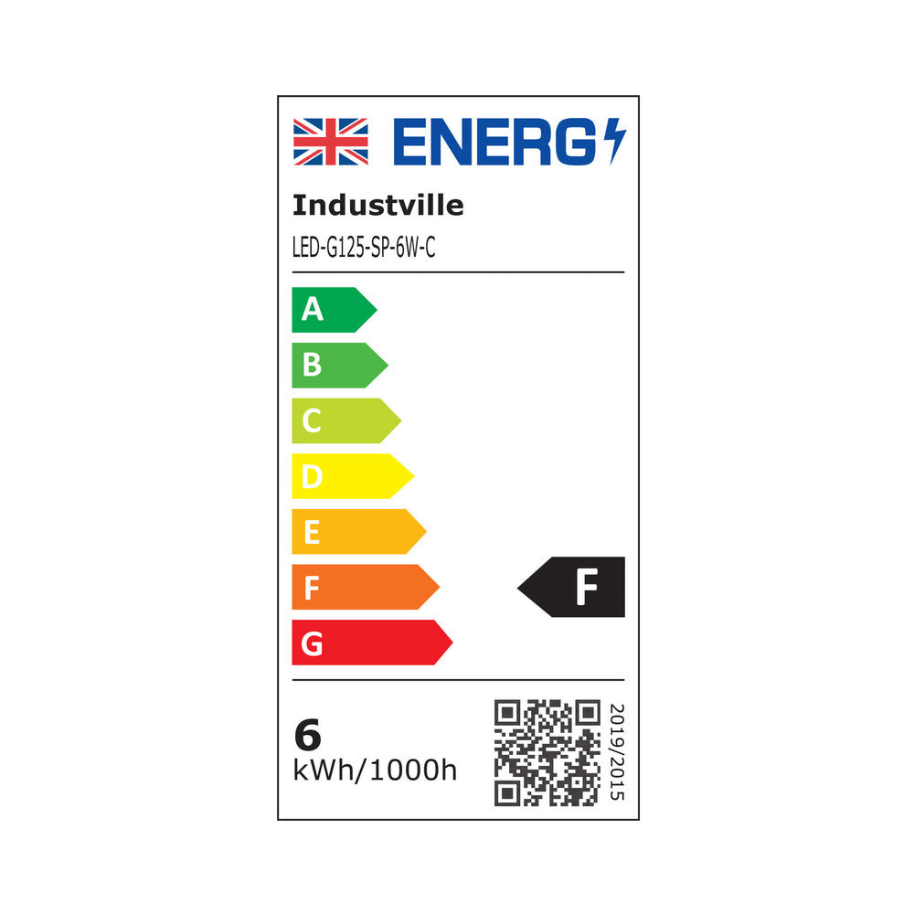 Clear LED Edison spiral filament dimmable bulb, 6W E27 Globe G125 design