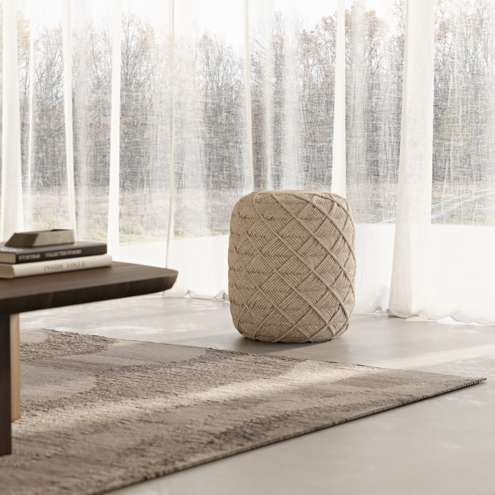 Laurel Wool Pouffe Ivory, Product Code LR-WP-IV