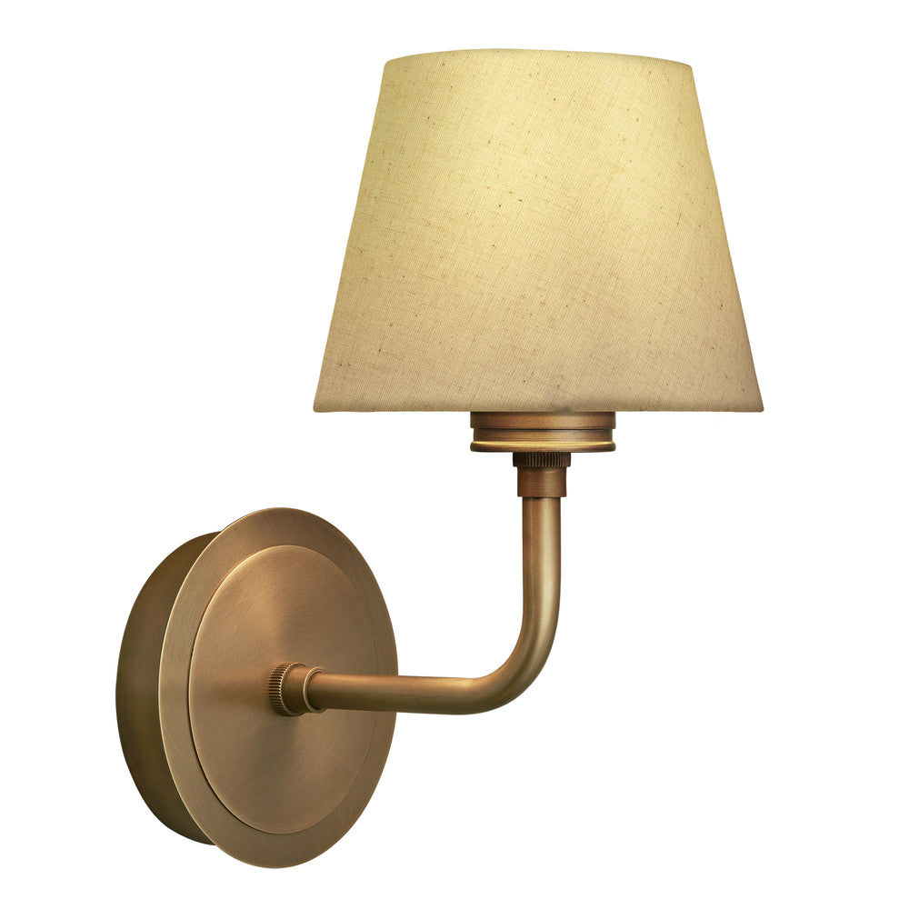 Albany Wall Light with Natural Cotton Shade in Brass, Product Code AL-WL-S-B-EM-S-NC-GB