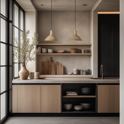 Maribo Wooden Pendant Light - 12 inch - Dining Room Lights - Industville Lighting UK