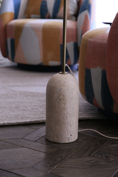 Travertine Cone Floor Lamp - Natural & Brass - Base Only - Table Lamp & Floor Lamp Bases - Industville Lighting UK