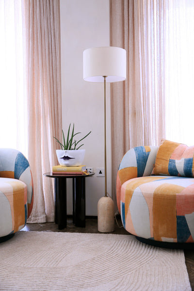 Travertine Cone Floor Lamp - Natural & Brass - Floor Lamps - Industville Lighting UK