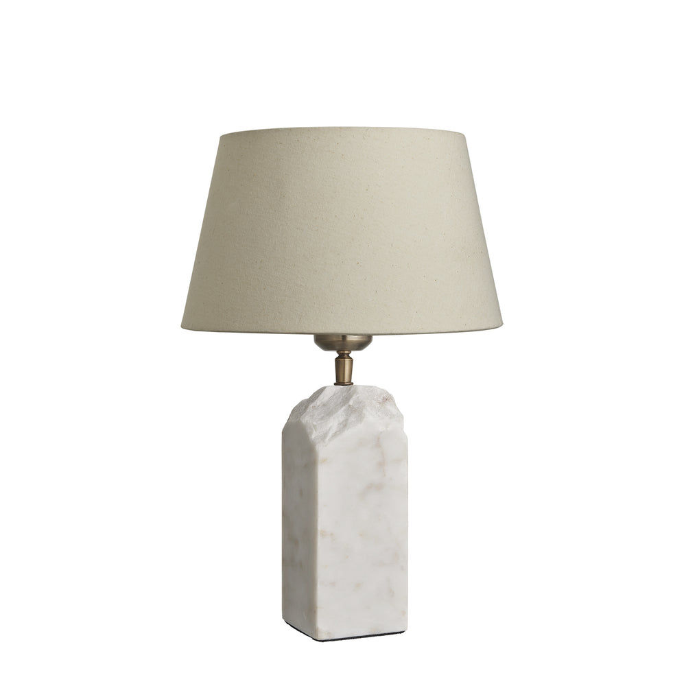 Marble Medium Ridge Table Lamp with Base and Natural Cotton Empire Shade in Medium, Industville MA-M-RITL-W-EM-M-NC