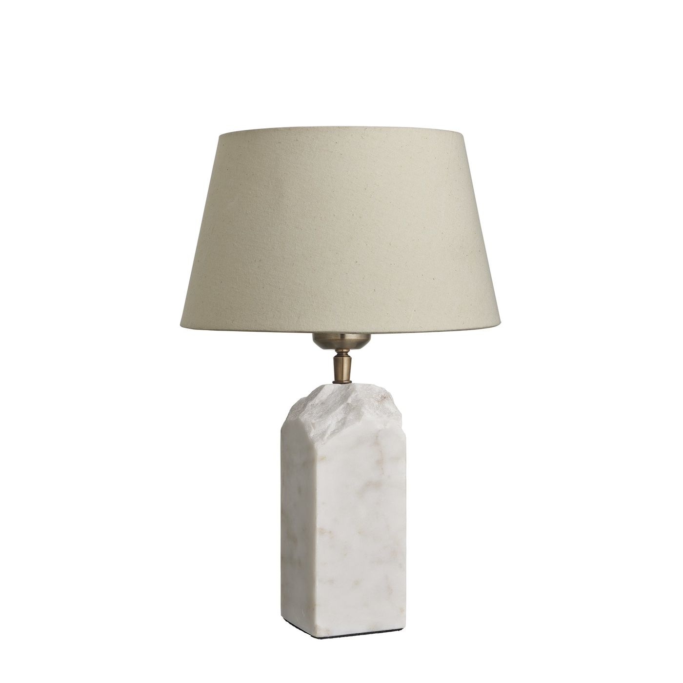 Marble Medium Ridge Table Lamp with Base and Natural Cotton Empire Shade in Medium, Industville MA-M-RITL-W-EM-M-NC